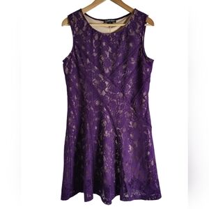 Chic Purple Lace Midi Dress